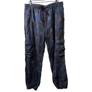 Anthropologie Navy Floral-Print Cargo Joggers